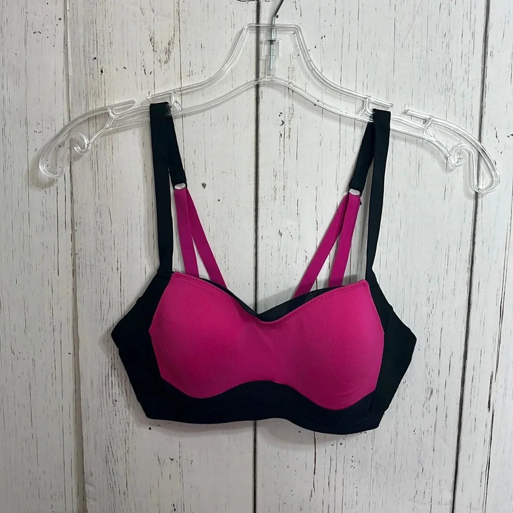 Brooks XS Sports Bra Black Hot Pink Three Size Adjustable Width and Straps
